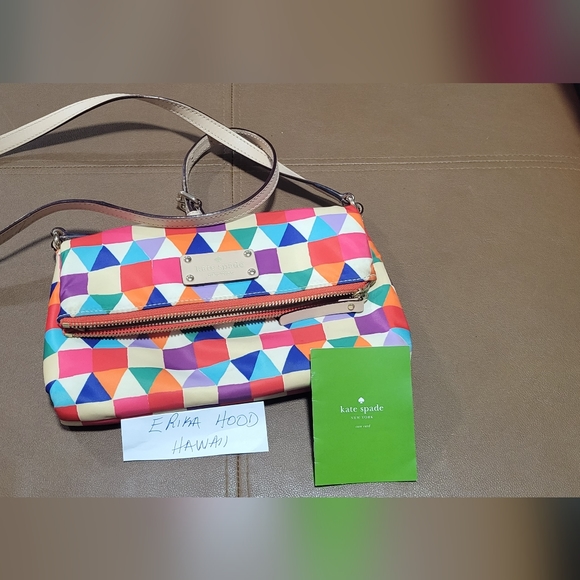 Kate Spade Multi Color Geo Nylon Flap Crossbody. - Picture 9 of 9